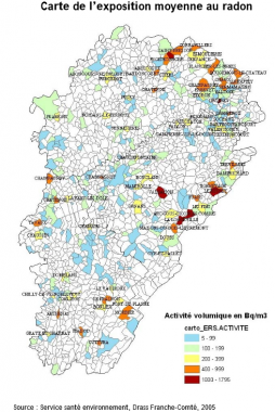 La carte présente les moyennes arithmétriques des mesures obtenues par communes pour 1 logement franc-comtois sur 1000