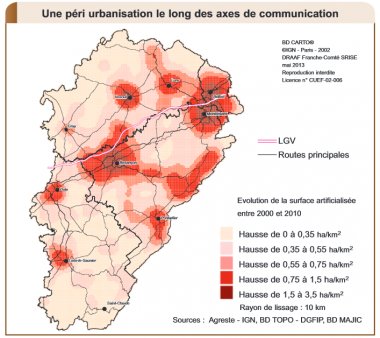 Périurbanisation le long des axes routiers - Agreste